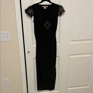 Free People Black Maxi Dress with Sheer Sleeves